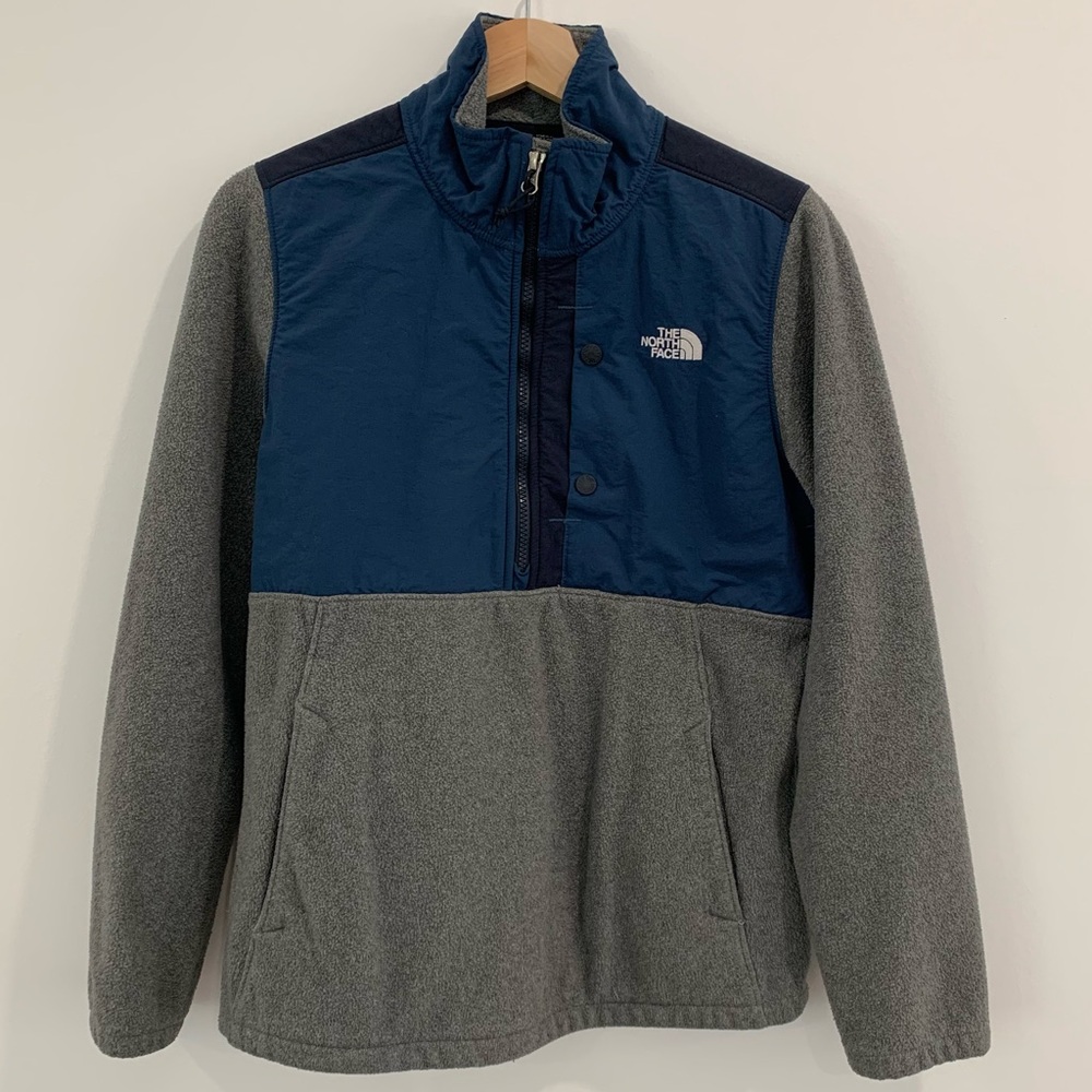 North Face tundra 1/2 zip womens fleece gray and blue M